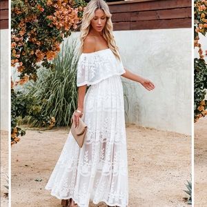 Off the Shoulder Lace Maxi Dress-bump friendly